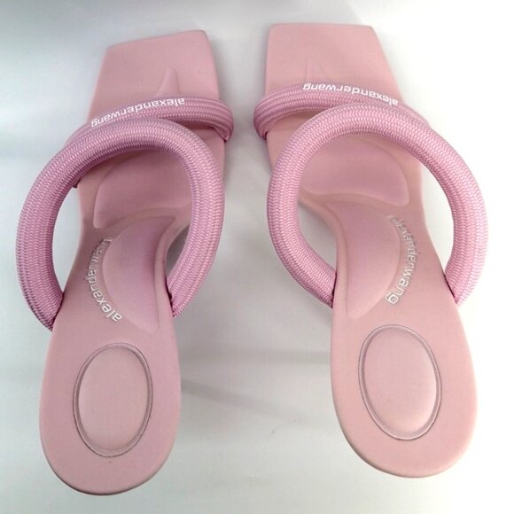 Alexander Wang Julie Pink Tubular Logo Sandals Women Heeled Slides Size 41 US11 - Picture 2 of 11